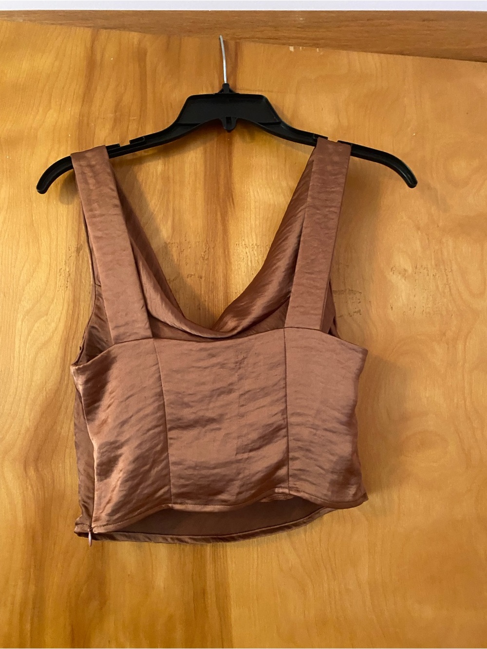 Zara Satin Cowl Neck Camisole - Copper Brown - Picture 3 of 6